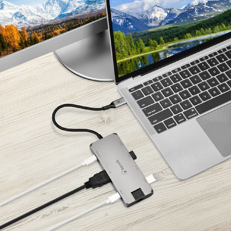 Bonelk Long Life USB C to 8 in 1 Multiport Hub Space Grey Grey, , hi-res