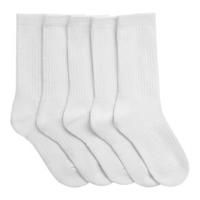 Active Intent Kids' Cushioned Rib Crew Plain Socks 5 Pack