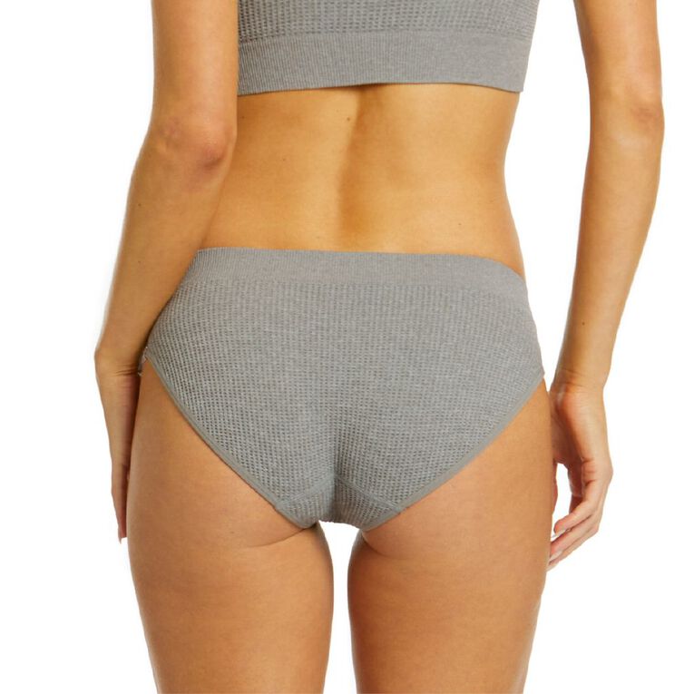 Clio Women's Waffle Bikini Briefs, Grey Marle, hi-res