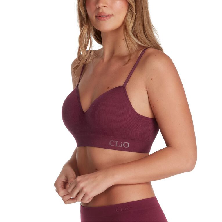 Clio Women's Bamboo Rib Bralette, Red Dark, hi-res