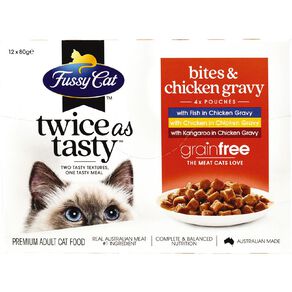 Fussy Cat Twice as Tasty Bites & Chicken Gravy 12x80g