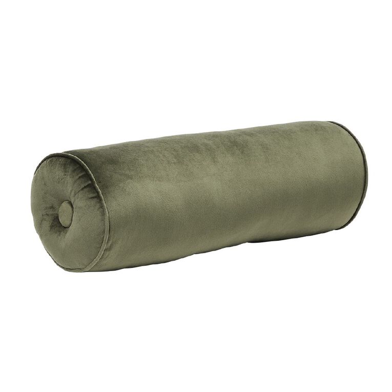 Living & Co Cushion Bolster Velvet Green Dark, , hi-res