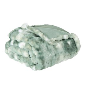 Maison d'Or Faux Fur Bubble Blanket Green Queen