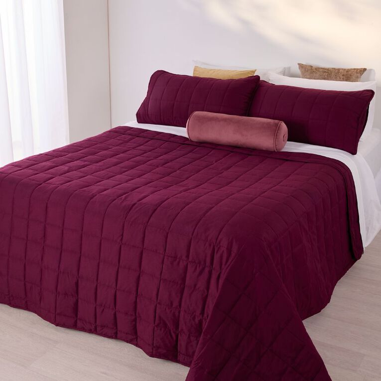 Living & Co Microfibre 3 Piece Comforter Set Purple Mid Queen, , hi-res