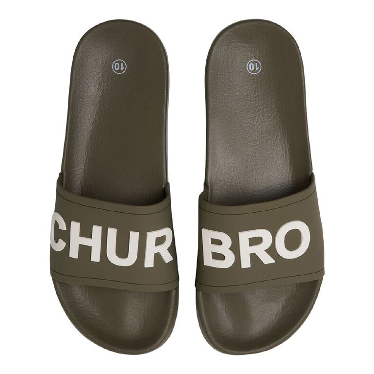 H&H Men's Slogan Slides, Khaki, hi-res