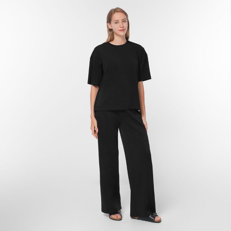 H&H Women's Short Sleeve Relaxed Modal Tee, Black, hi-res