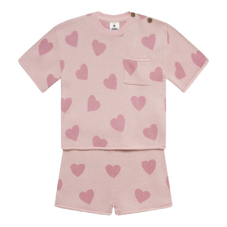 Young Original Toddler 2 Piece Knitted Top and Shorts Set, Pink Light, hi-res