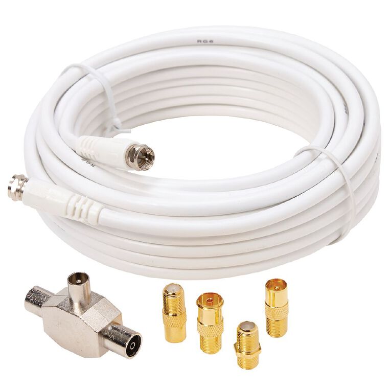 Tech.Inc TV Aerial Expansion Pack with 2-Way Splitter Adapters Cable 10m, , hi-res
