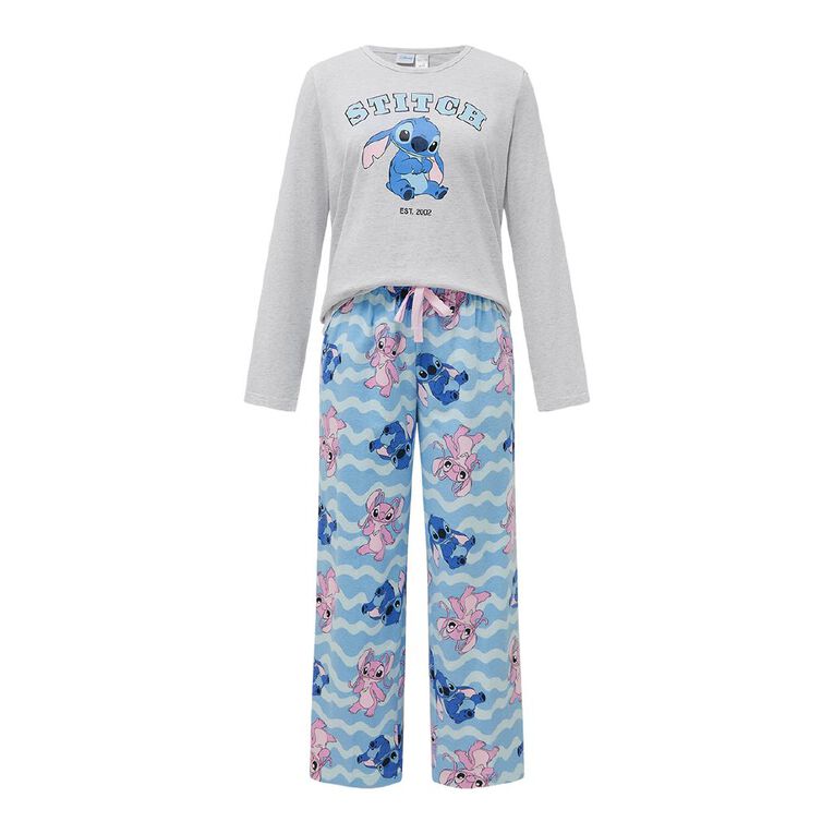 Stitch Women's Knit Flannel Pyjama Set, Grey Light, hi-res