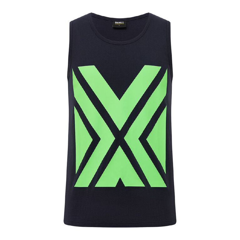 Rivet Men's Printed Fluoro Singlet, Navy, hi-res