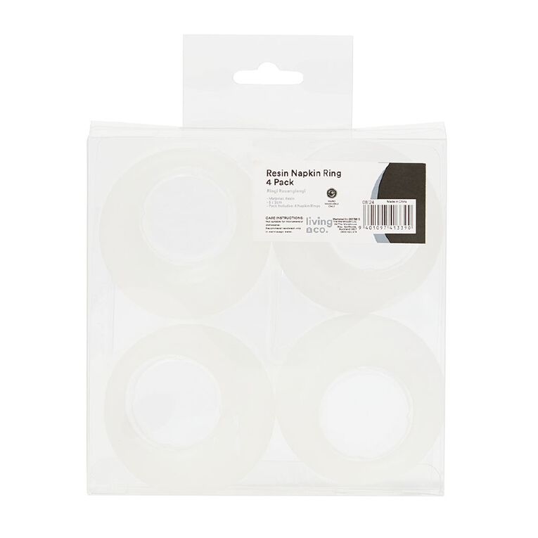 Living & Co Resin Napkin Ring 6cm x 2cm White 4 Pack, , hi-res