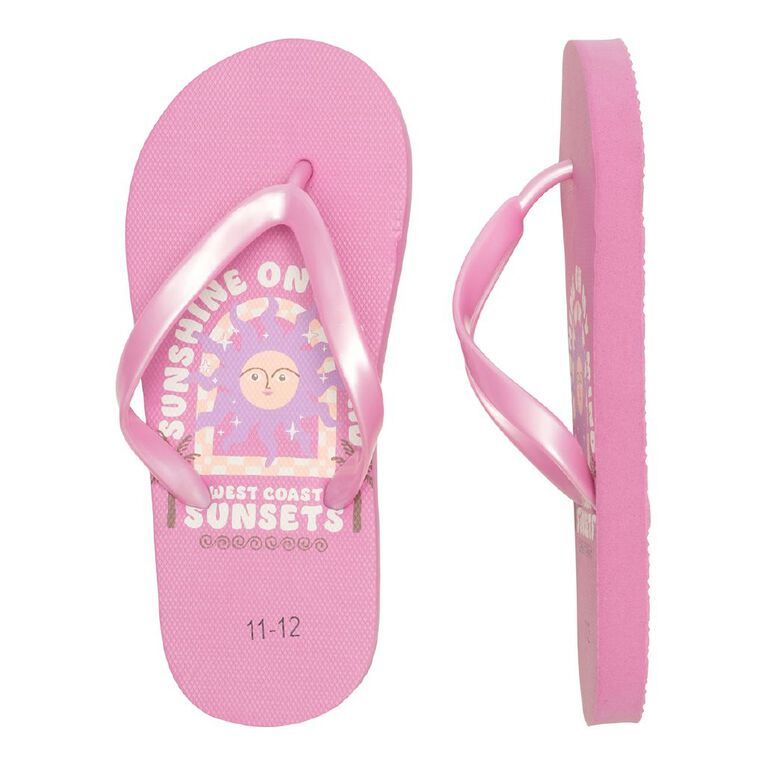 Young Original Senior Kids' Printed Jandals, Pink, hi-res