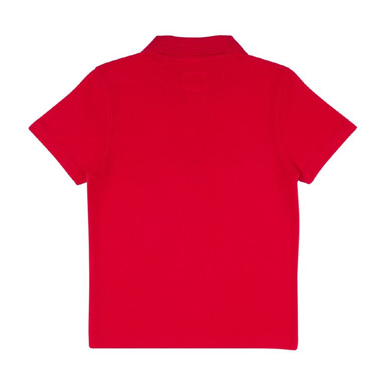 Schooltex Temuka Primary Short Sleeve Polo wtih Embroidery, Red Mid, hi-res