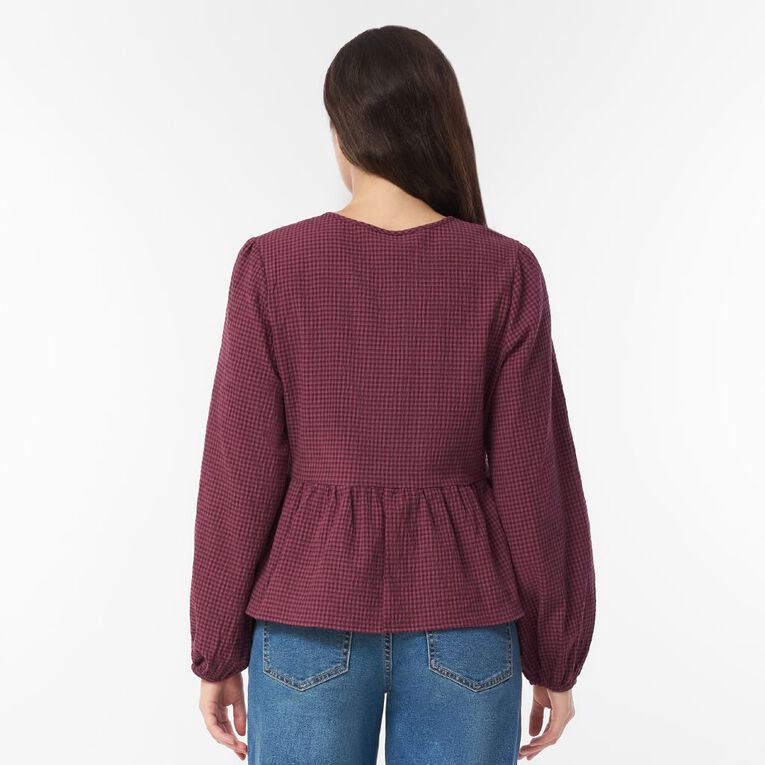 H&H Women's Long Sleeve Button Through Blouse, Pink Dark, hi-res