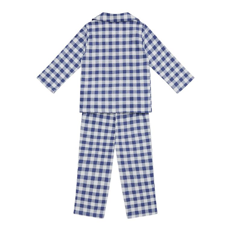H&H Boys' Flanelette Button Up Pyjama Set, Blue Mid, hi-res