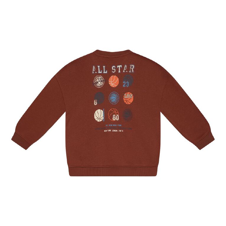 Young Original Print Crew Sweatshirt, Brown Mid, hi-res