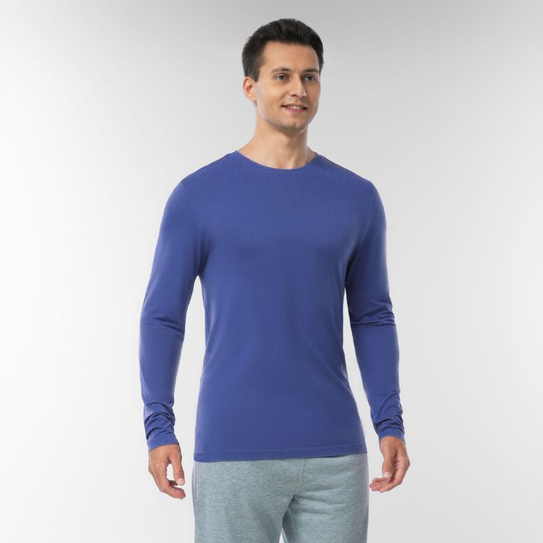 Active Intent Men's Long Sleeve Seamless Tee, Blue Mid, hi-res