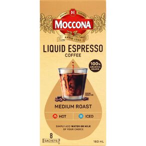 Moccona Liquid Coffee Sachets Medium Roast 8 pack