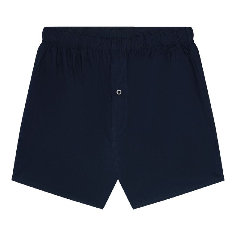 H&H Men's Woven Boxer 3 Pack, Black/Blue, hi-res