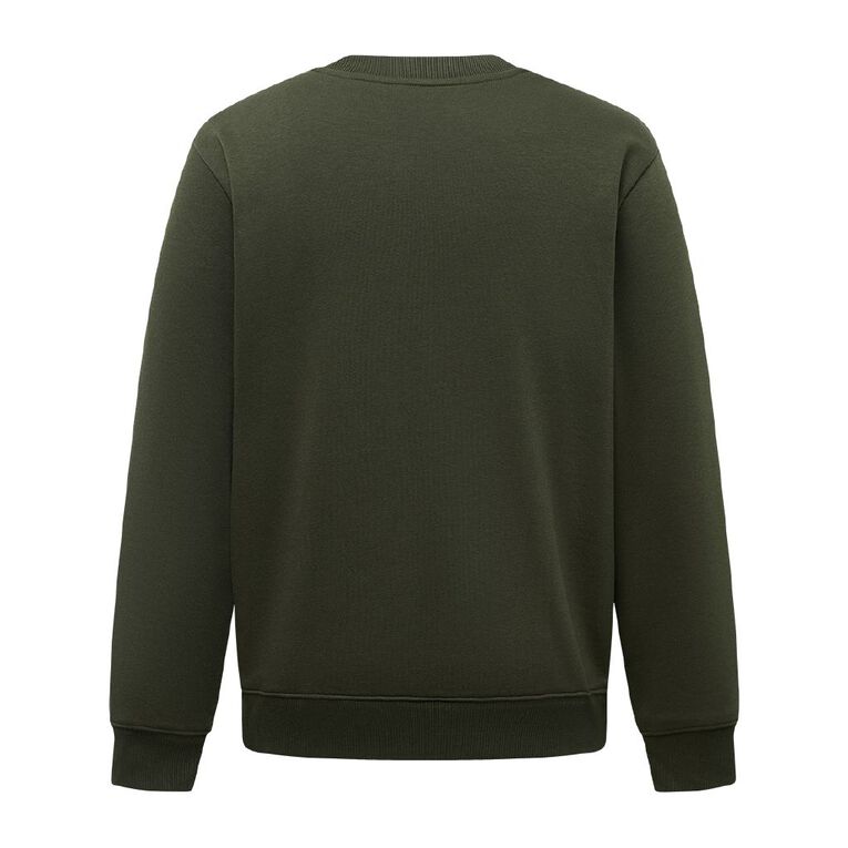 H&H Men's Plain Crew Sweatshirt, Green Dark, hi-res