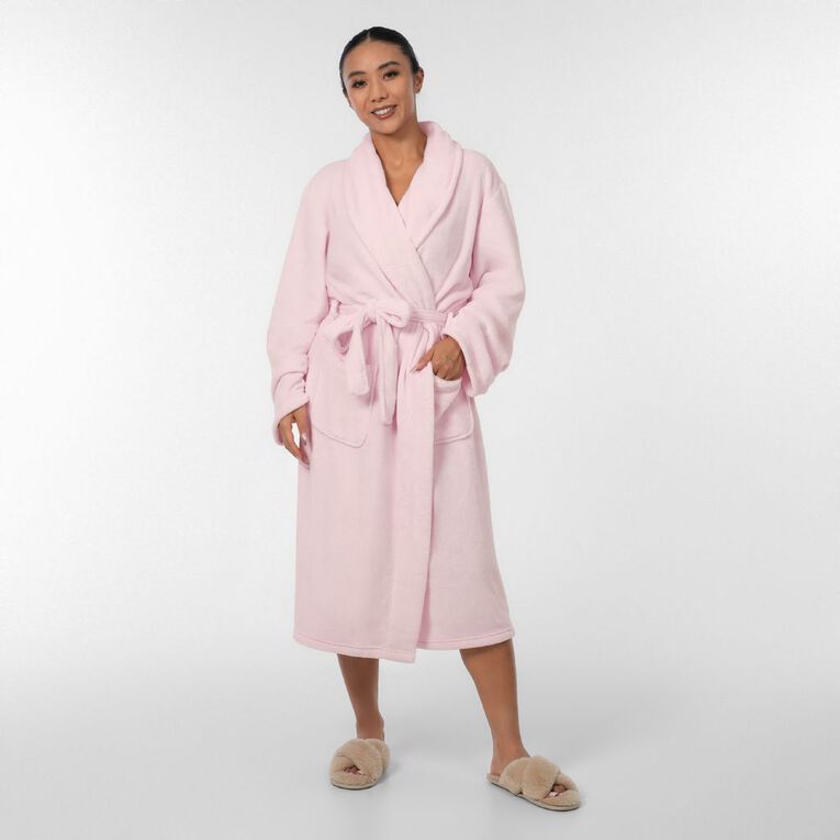 H&H Women's Coral Fleece Robe, Pink Light, hi-res