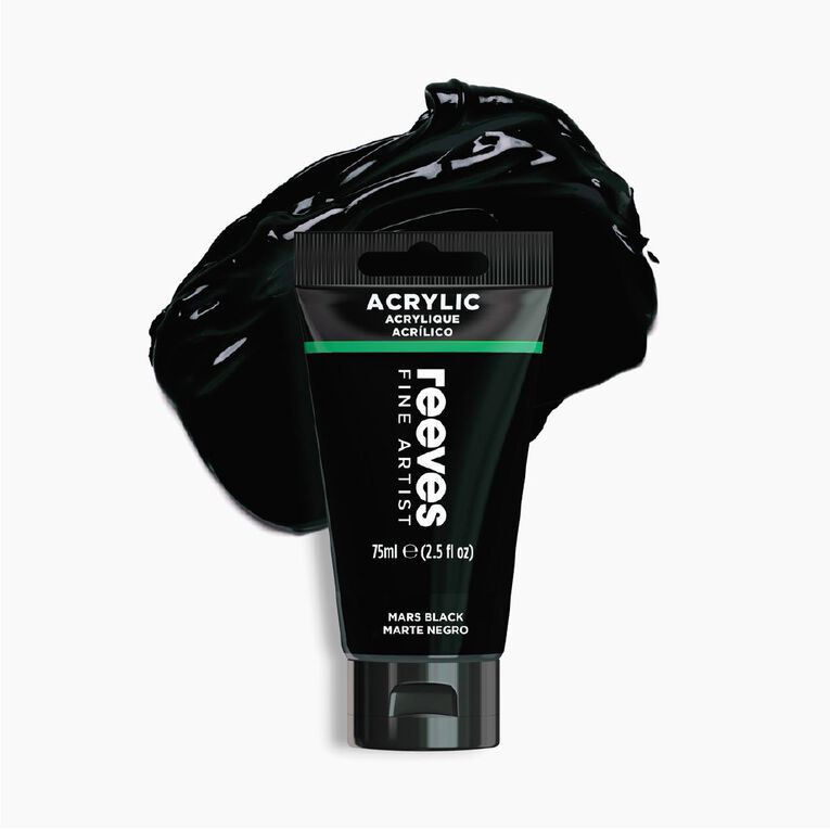 Reeves Fine Acrylic Paint Mars Black 75ml, , hi-res