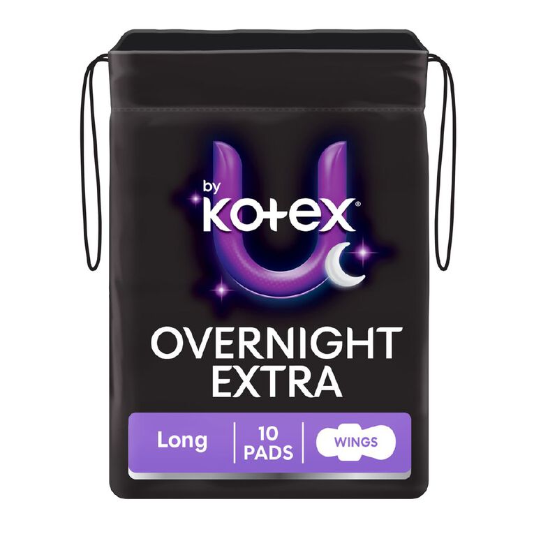 U By Kotex Maxi Overnight Pads with Wings 10 Pack, , hi-res