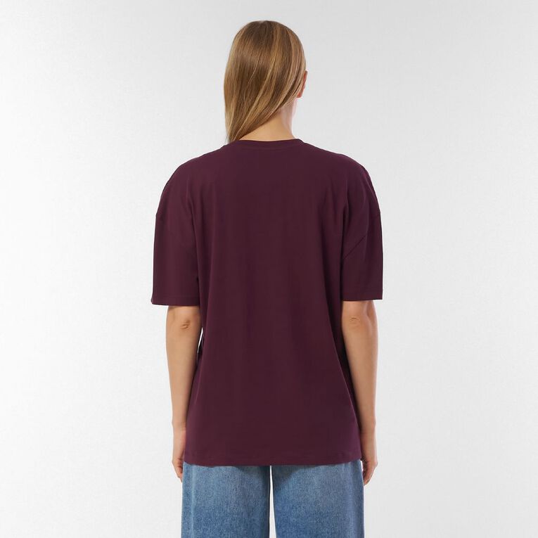 H&H Women's Short Sleeve Boyfriend Graphic Tee, Purple Dark, hi-res