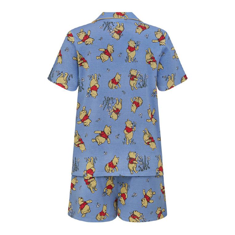 Winnie the Pooh Women's Button-Thru Top & Shorts Pyjama Set, Blue Light, hi-res