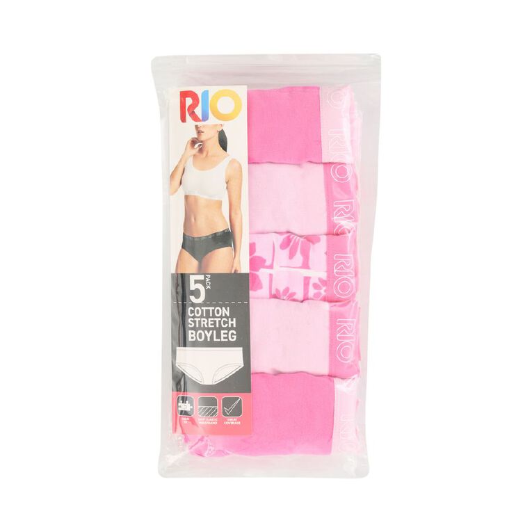 Rio Women's Boyleg Briefs 5 Pack, Pink Light, hi-res