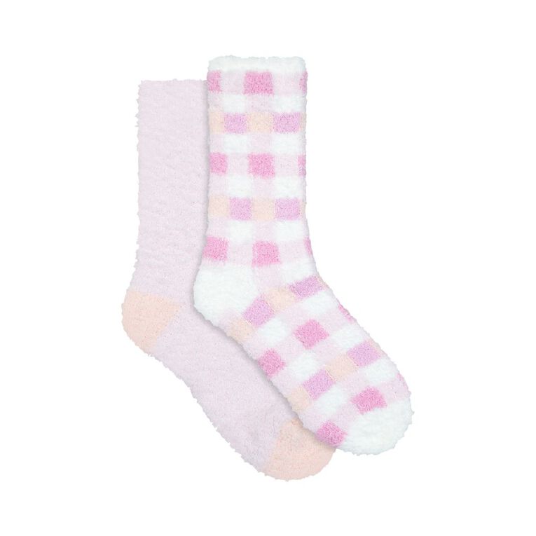 Underworks Women's Heat Bods Marshmallow Socks 2 Pack, Pink, hi-res