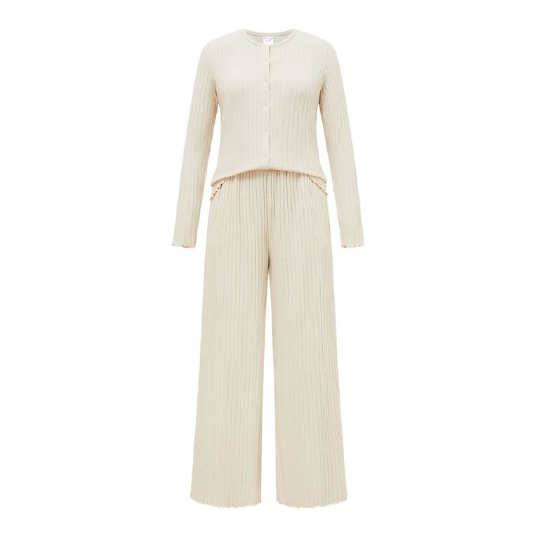 H&H Women's Brushed Rib Lounge Set, Brown Light, hi-res
