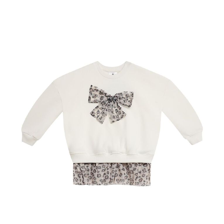 Young Original Toddler Girls' Tulle Hem Crew Sweatshirt, Cream, hi-res