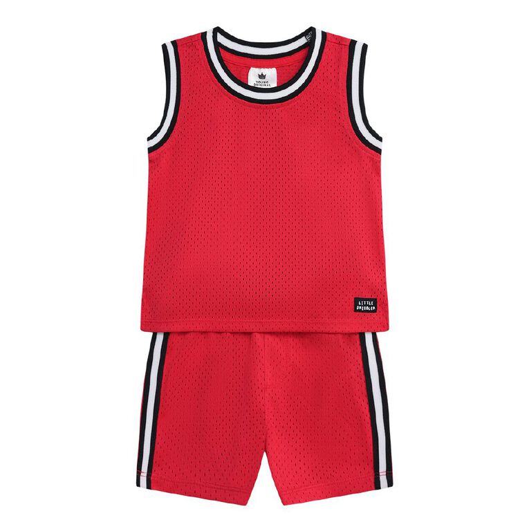 Young Original Toddler 2 Piece Eyelet Tank and Shorts Set, Red Mid, hi-res