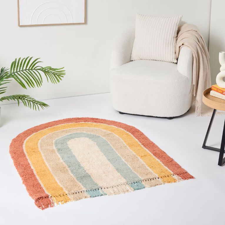 Living & Co Kids Rainbow Tufted Rug 100 x 120cm Multi-Coloured 100 x 120, , hi-res