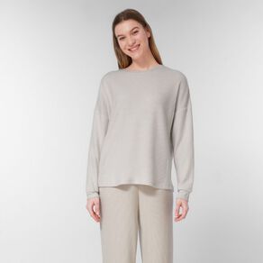 H&H Women's Waffle Long Sleeve Pyjama Top