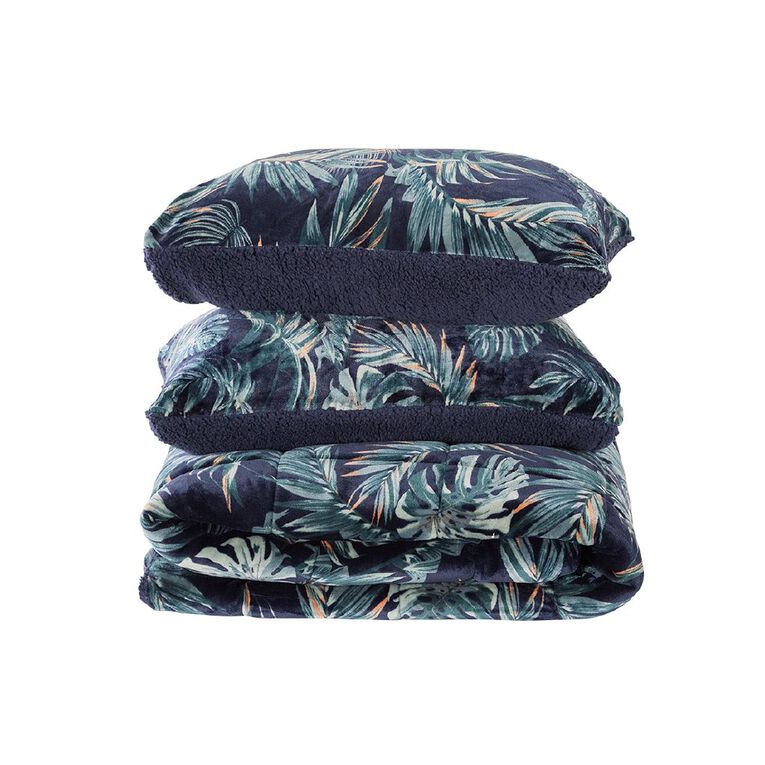 Living & Co 3 Piece Comforter Midnight Forest Multi-Coloured Queen, , hi-res