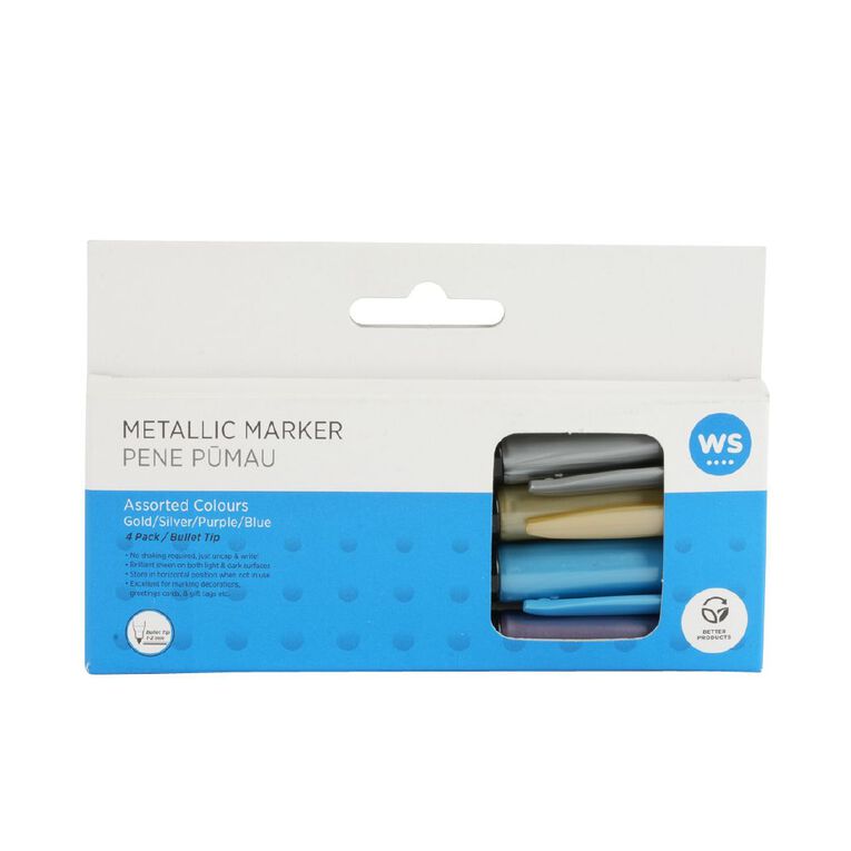 WS Permanent Marker Metallic 4 Pack, , hi-res