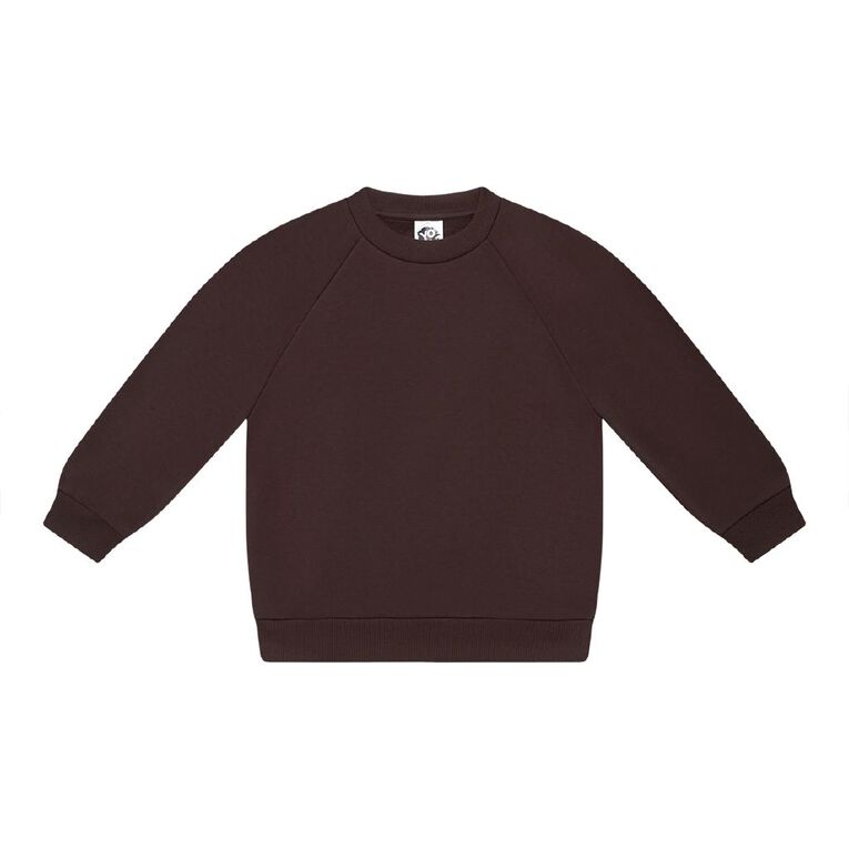 Young Original Plain Raglan Crew Sweat, Brown Dark, hi-res
