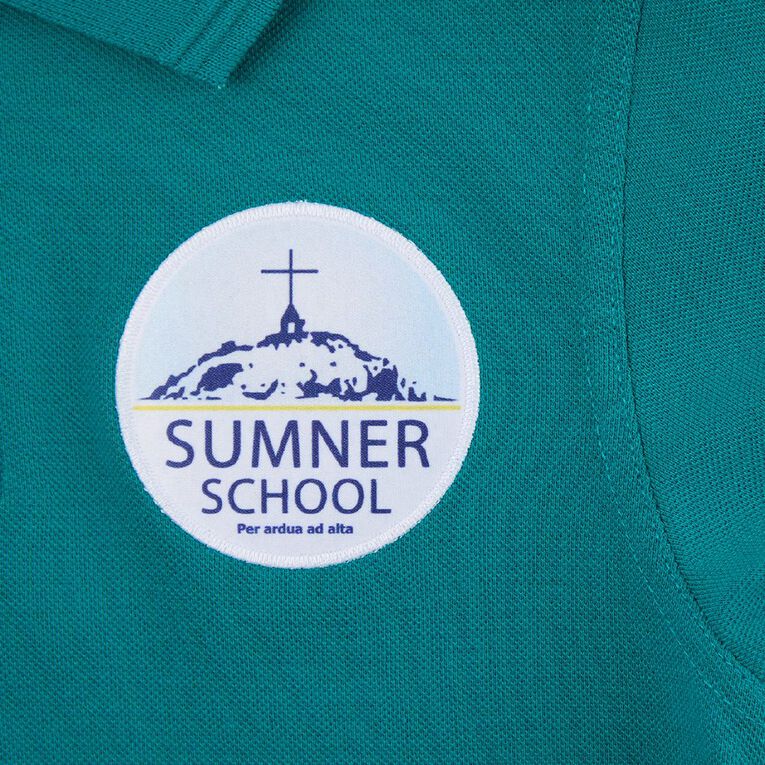 Schooltex Sumner School Short Sleeve Polo with Badge, Jade, hi-res