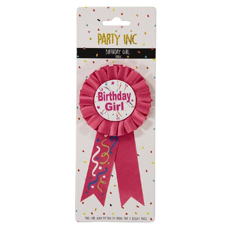 Party Inc Birthday Badge 15cm Pink Mid, , hi-res