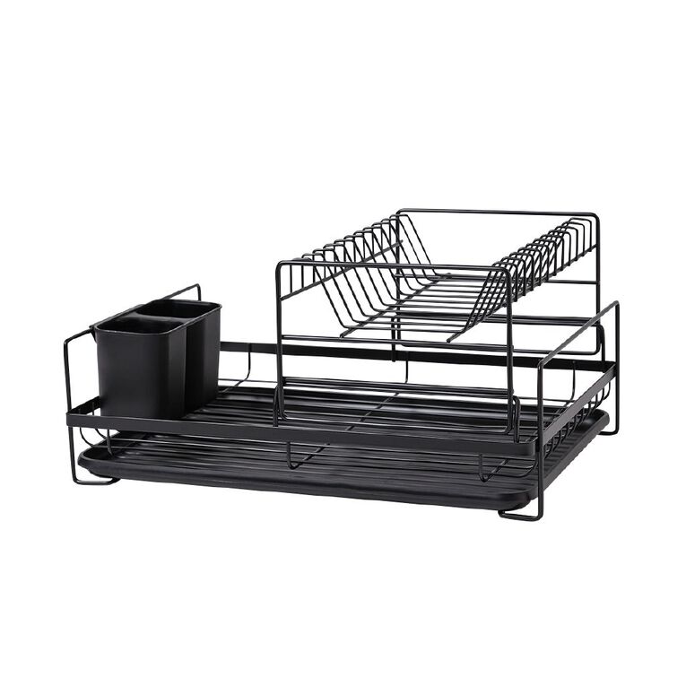 Living & Co Dish Rack 2 Tier Black, , hi-res