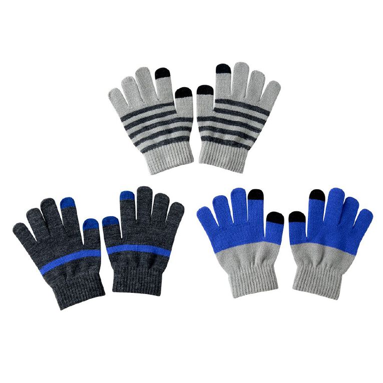 Young Original Kids' 3 Pack Gloves, Blue Mid, hi-res