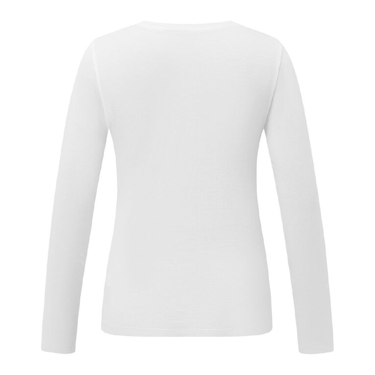 H&H Essentials Women's Stretch Long Sleeve Scoop Neck Tee, White, hi-res