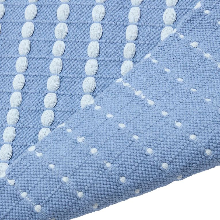 Living & Co Cotton Woven Rug Blue 60cm x 90cm, , hi-res