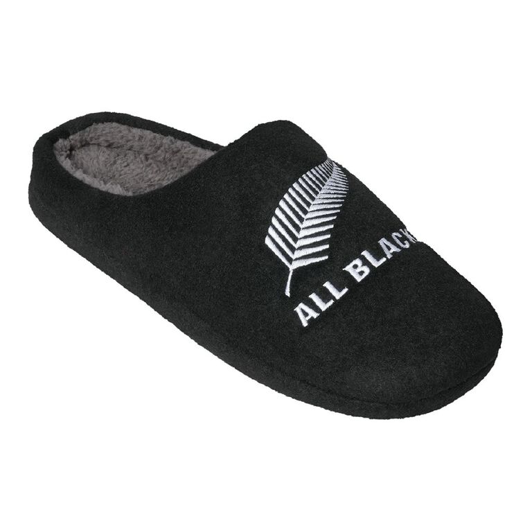 All Blacks Men's Fleece Lined Slippers, Black, hi-res