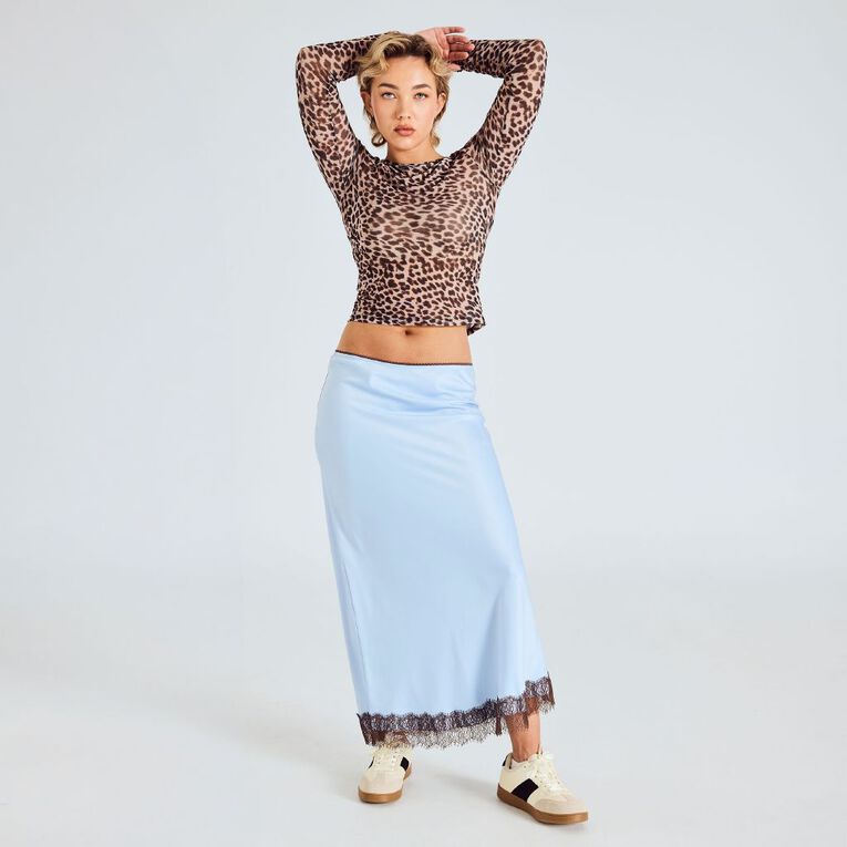 BRDRLESS Mila Long Sleeve Mesh Tee, Brown, hi-res