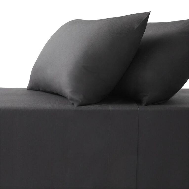 Living & Co Microfibre Sheet Set Black King, , hi-res