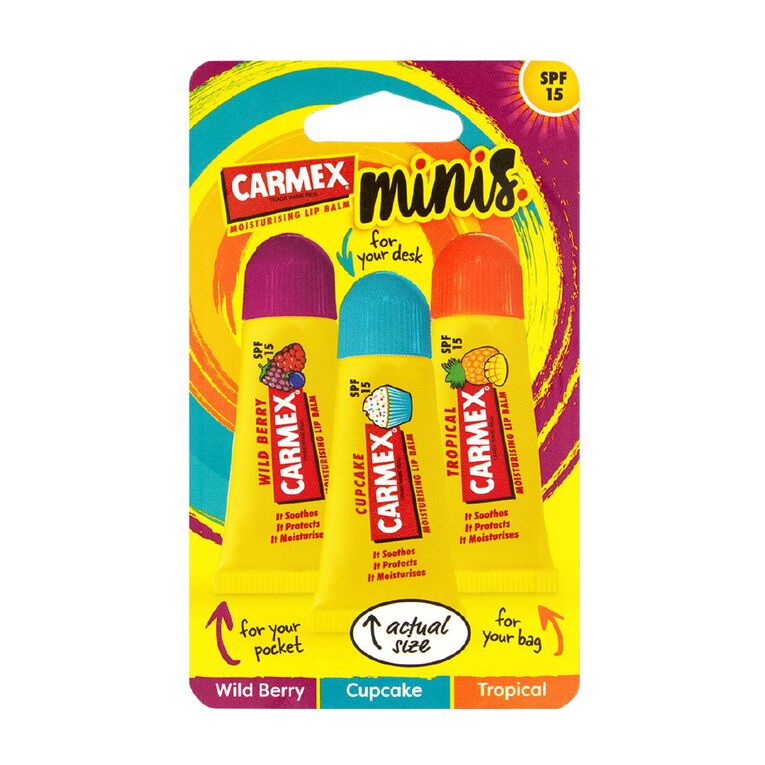 Carmex Mini SPF 15 Fun Tubes 3 Pack, , hi-res