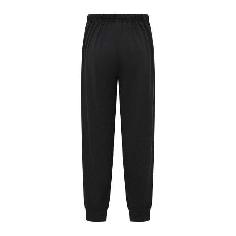 H&H Men's Knit Cuffed Pyjama Pants, Black, hi-res